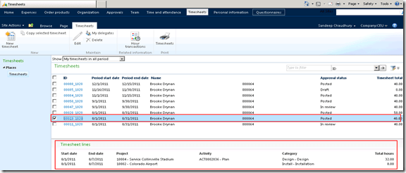 Timesheets Overview Screen - AX 2012