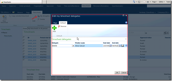 Manage Timesheet Delegates