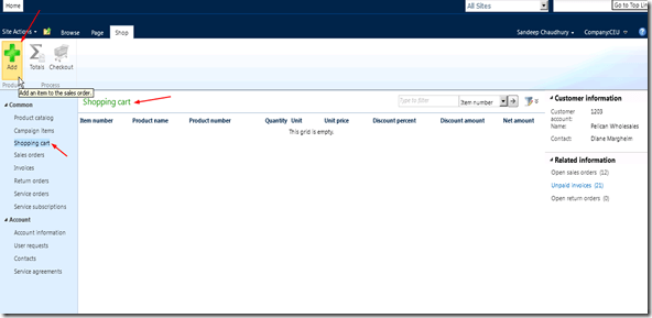 Add items to shopping cart