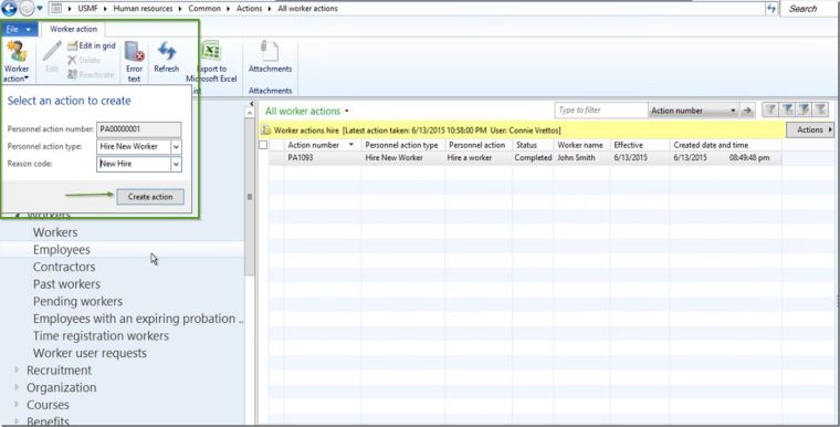 Create Worker Hire Action