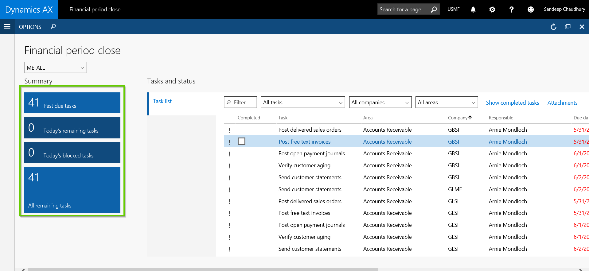Task List Arnie Live Tiles