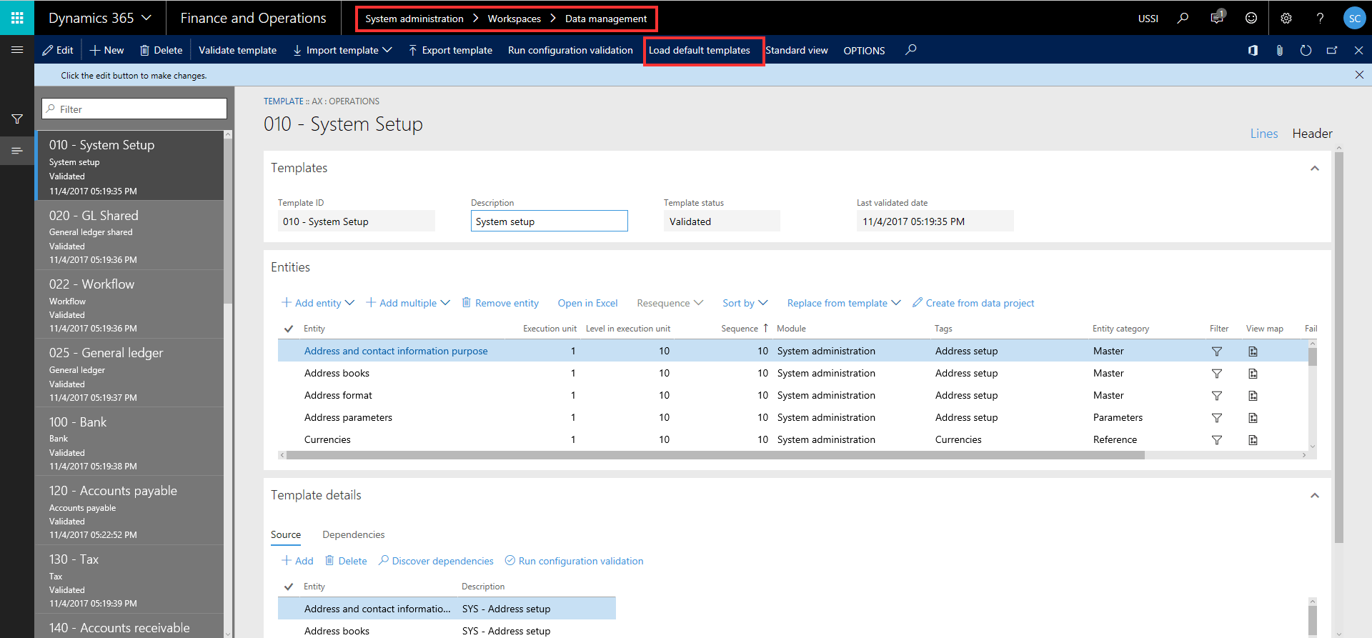 Load Default Templates