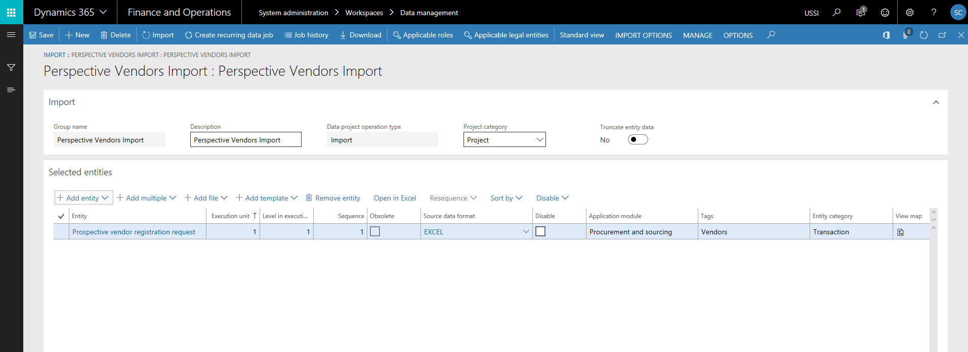 Prospective Vendors Import