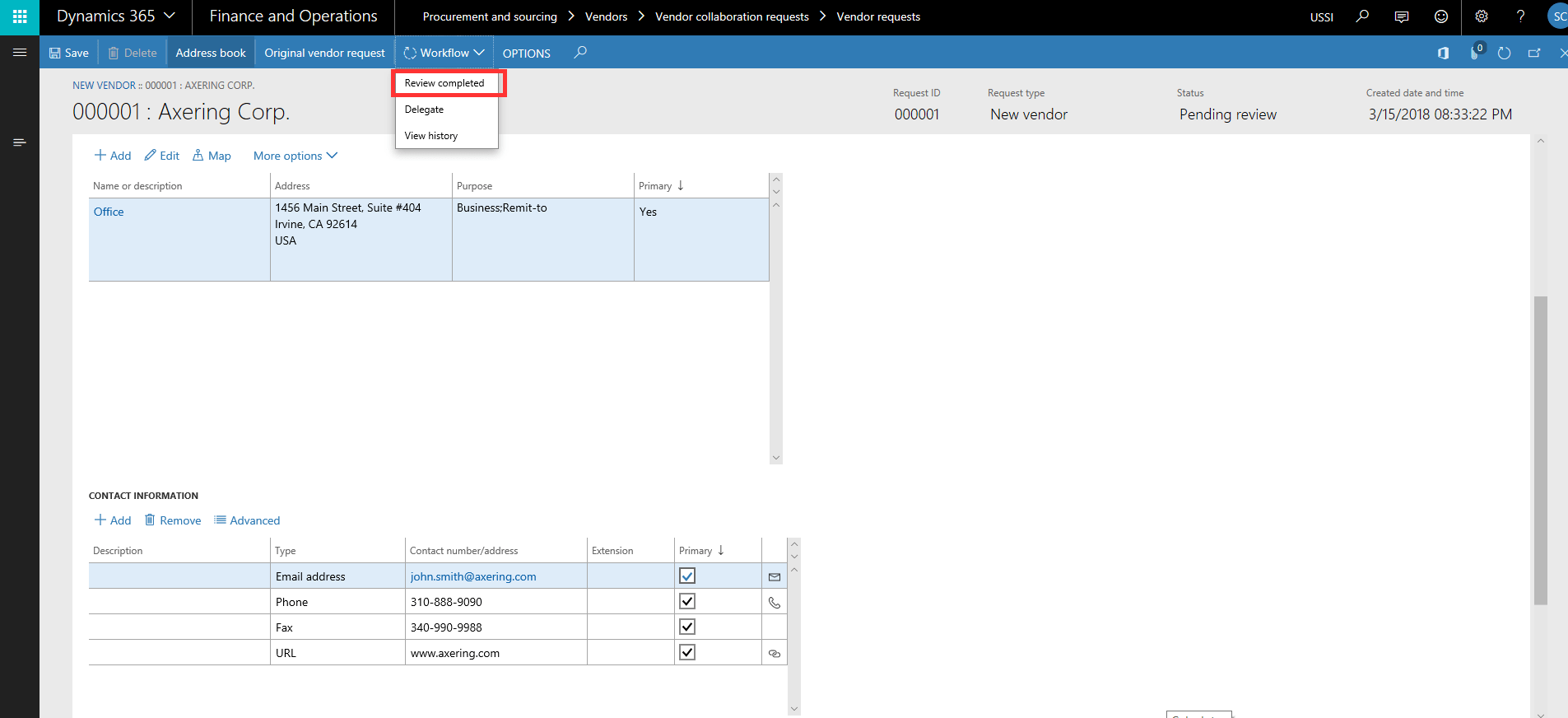 vendor Review completed